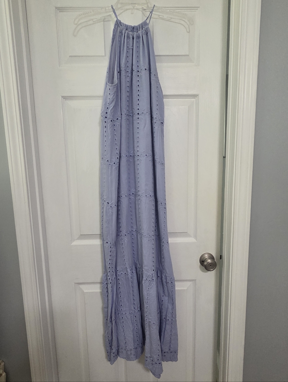 Light Periwhinkle Blue Eyelet Maxi Dress